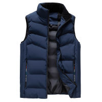 Mens Jacket Sleeveless Vest Winter Fashion Male Cotton-Padded Vest Coats Men Stand Collar Thicken Waistcoats Men Gilet Clothing