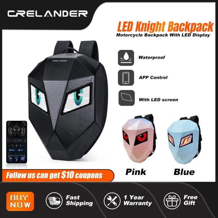 CRELANDER LED Knight Backpack Waterproof Hard Shell Travel Bag Laptop