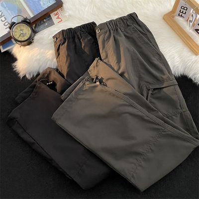 ┇✠ Quick-drying assault pants mens loose straight leg trendy brand trendy all-match function drawstring ankle-leg workwear casual pants