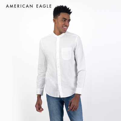 American Eagle Linen Band Collar Button Up Shirt เสื้อเชิ้ต ผู้ชาย ลินิน (NMSH 015-1484-100)