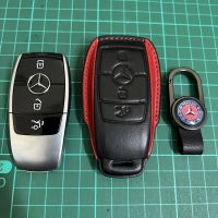 เคสหนังดำแดง รีโมทรถ  Mercedes Benz  พรีเมียมเกรด Premium Grade  (Cow Hide  Leather Key Case Key Sets ; Model Mercedes Benz  Key Sets E-Class, S Class