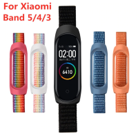 สายนาฬิกาข้อมือสายหนังสำหรับ Xiaomi Miband 4 miband 5 สายไนล่อน Miband 3 Miband 4