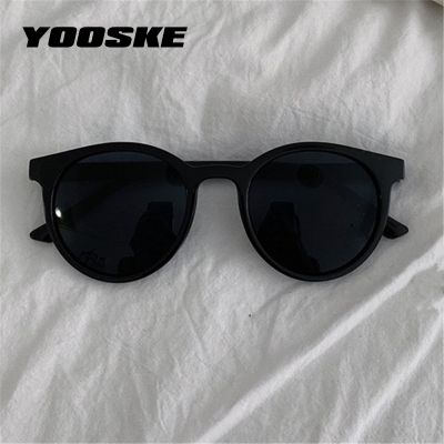 YOOSKE Round Sunglasses Women Brand Designer Vintage Small Sun Glasses Ladies Korean Style Shades Black Eyewear