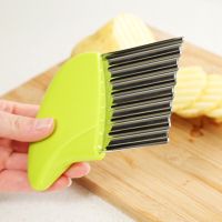 1pcs Kitchen Accessories Stainless Steel Potato Chips Slicer Vegetables and Fruits Wrinkled Wave Slicing Knife Cutter Chopper Graters  Peelers Slicers