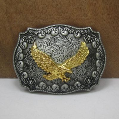 BuckleClub retro western flower eagle jeans gift belt buckle FP-03523 pewter finish for men 4cm width loop drop shipping