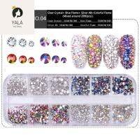 YALA เสน่ห์ 1 แพ็ค Flatback Rhinestones เงางาม ชัดเจน AB คริสตัล ของตกแต่ง กระจก อัญมณี เล็บ ขนาดผสม