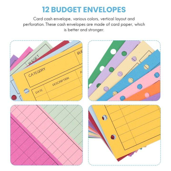 12-budget-envelopes-card-cash-envelope-system-save-money-various-colors-vertical-layout-and-perforation