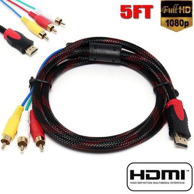 HDMI-เข้ากันได้กับ3-RCA วิดีโอเสียง AV ส่วนประกอบอะแดปเตอร์แปลงสายเคเบิลสำหรับ HDTV