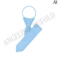 ANGELINO RUFOLO Zipper Tie 5CM.(NZSL-พื้นทอ) เนคไทสำเร็จรูป ผ้าไหมทออิตาลี่คุณภาพเยี่ยม ดีไซน์ Pixel สีฟ้า/สีขาว