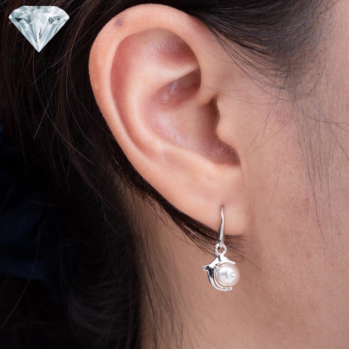 malai-gems-ต่างหูมุก-เงินแท้-silver-925-เพชรสวิส-cz-เคลือบทองคำขาว-รุ่น31000651-แถมกล่อง-ต่างหูเพชร-ต่างหูเงินแท้