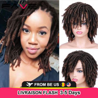 FAVE Dreadlock Curly Wig Short Synthetic Twist Natural Black 1b 30 Ombre Brown For Black Women and Men Afro Curly Hair Party