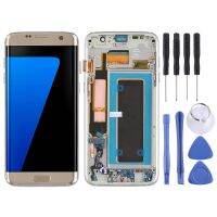 หน้าจอ LCD และ Digitizer ประกอบเต็มตัวเครื่องพิเศษของแท้ (พร้อมกรอบ/แผงสำหรับชาร์จสายเคเบิลยืดหยุ่น/สายแพปุ่มเปิด/ปิดไอโฟน/ปุ่มปรับระดับเสียง) สำหรับ Galaxy S7ขอบ/G935F/G935FD (สีทอง) (อะไหล่ห้างสรรพสินค้า)