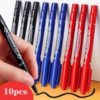 10Pcs/Set Twin Tip Permanent Marker Pen Oily Fine Point Waterproof Ink Thin Nib Crude Nib Black Ink 0.5mm-1mm Drawing Logistics