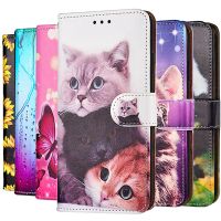 ♟✓ Cat Dog Flower Paint Leather Flip Case For Apple iPhone 13 Pro 12 11 Pro Max X XR XS SE 2 6 6s 7 8 Plus Book Cover Fundas Hoesje