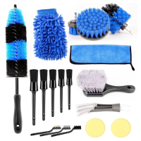 17pcs Auto Set Power Scrubber Brush Car Wash Accessories Wheel Drill Brush Exterior Polisher Rag Car Cleaning Tools Air Outlet