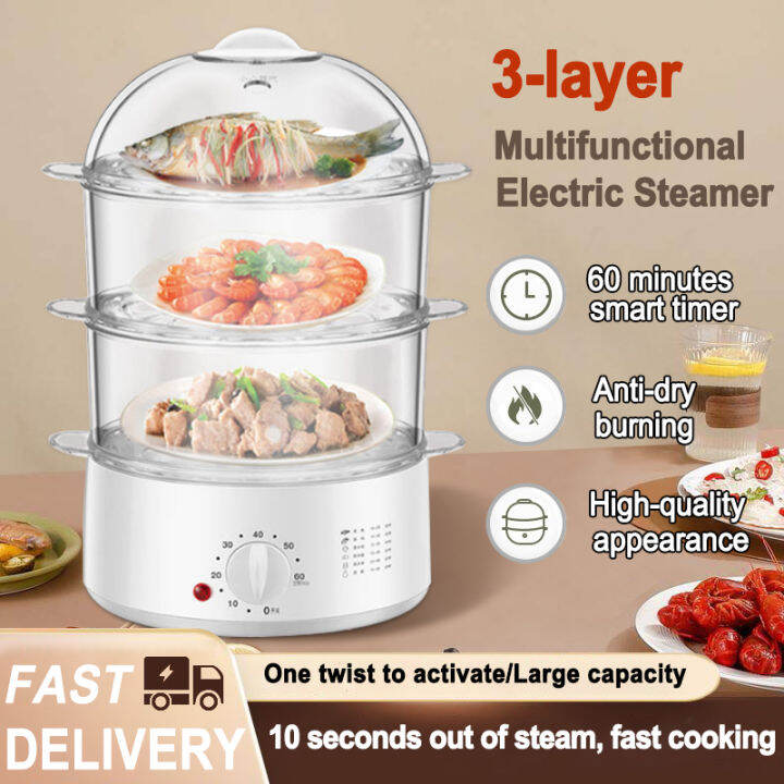 Electric Steamer 3-layer large-capacity household multi-function timing ...