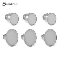 Semitree 10pcs/lot Stainless Steel Oval Cabochon Cameo Blank Tray Base for DIY Rings Setting Jewelry Making Findings Supplies