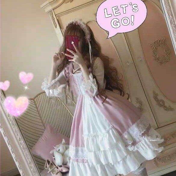 ญี่ปุ่นสาวนุ่ม-lolita-กระโปรง-op-เล็กน่ารักชุด-lolita-กระโปรงสาวนักศึกษานางฟ้ากระโปรง