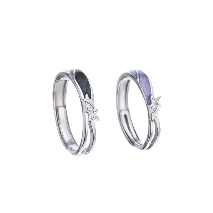 cod-925-แหวนคู่ยูนิคอร์นเงินแท้สำหรับผู้หญิงแหวนผู้ชายแบบเปิดหรูหราเบาๆสไตล์เย็นสำหรับคนส่วนน้อย