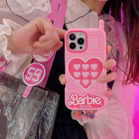 Sanhez เคสโทรศัพท์บีบาร์บีสีชมพูน่ารักแบบ3D,สำหรับ IPhone 14 13 12 11 Pro Max 14Pro ซิลิโคนนิ่มกันตกฝาหลังของขวัญเด็กผู้หญิง