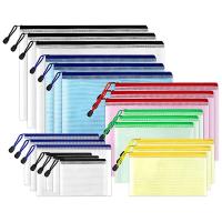 A4 Grid Zipper File Bag Creative Student Stationery Waterproof Pencil Case Office Transparent Information Bag Bill Storage bag