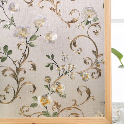 Privacy Window Film Opaque Adhesive Painted Pastoral Decals Decorative Glass Covering Static Cling Tint Frosted Window Stickers