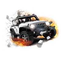 3D Supercross Vehicle Wall Stickers Wild jeep Broken Wall Poster Wall Art Car Decal Kids Room Decoration murals Boys Favors Wall Stickers  Decals