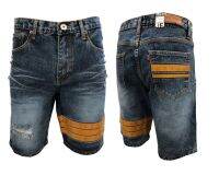 TPPJEANS MICRO393 Shorts Mens กางเกงขาสั้นชายบลูฟอกแต่งขาด เป้าซิป แถบหนัง ป้ายหนังแท้ งานตัดเย็บอย่างดี Size28-36 รับชำระปลายทาง