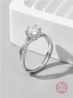 {Latin Fan} 925แหวนเงินประดับหินมอสซานสำหรับสุภาพสตรีหนึ่งกะรัตแหวนเพชรปรับได้ของขวัญวันเกิดงานแต่งงานขอแต่งงาน
