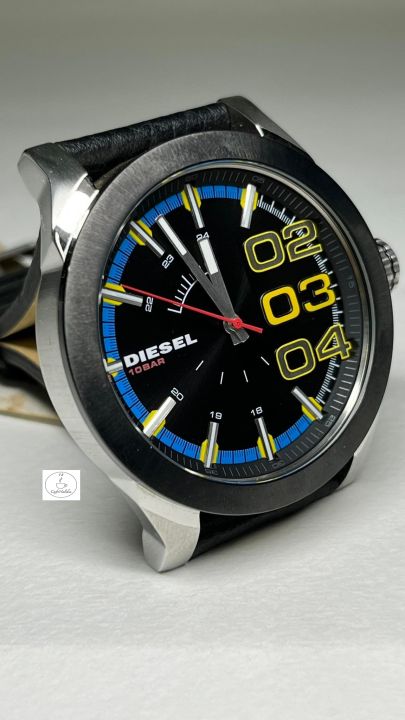 นาฬิกาข้อมือผู้ชาย-diesel-รุ่น-dz1677-ตัวเรือนสแตนเลส-สายหนังสีดำ-หน้าปัดสีดำ-รับประกันของแท้-100-เปอร์เซนต์
