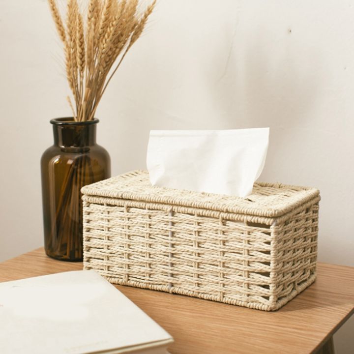 2x-rattan-tissue-box-vintage-napkin-holder-case-clutter-storage-container-cover-coffee-amp-beige