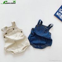 ✼ Macacão jeans infantil sem mangas macacão recém-nascido bodysuits de algodão meninas e meninos solid sling outwear infantil verão novo 2023