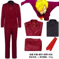 อะนิเมะ ซันจิ cos เสื้อผ้า ONEPIECE ซันจิชุดสูทสีแดงเครื่องแต่งกายคอสเพลย์ cosplay