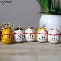 (Gold Seller) NOOLIM 5Pcs/Set Lucky Cat Tumbler Figurines Car Dolls Decoration Home Decor Toys Car Accessories Ornament Birthday Gifts