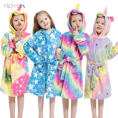 {Xiaoli clothing} Kigurumi เด็กเสื้อคลุมอาบน้ำเด็กดาวสายรุ้งยูนิคอร์นคลุมด้วยผ้าเสื้อคลุมอาบน้ำสัตว์สำหรับหนุ่มๆสาวๆชุดนอน Nightgown เด็กชุดนอน