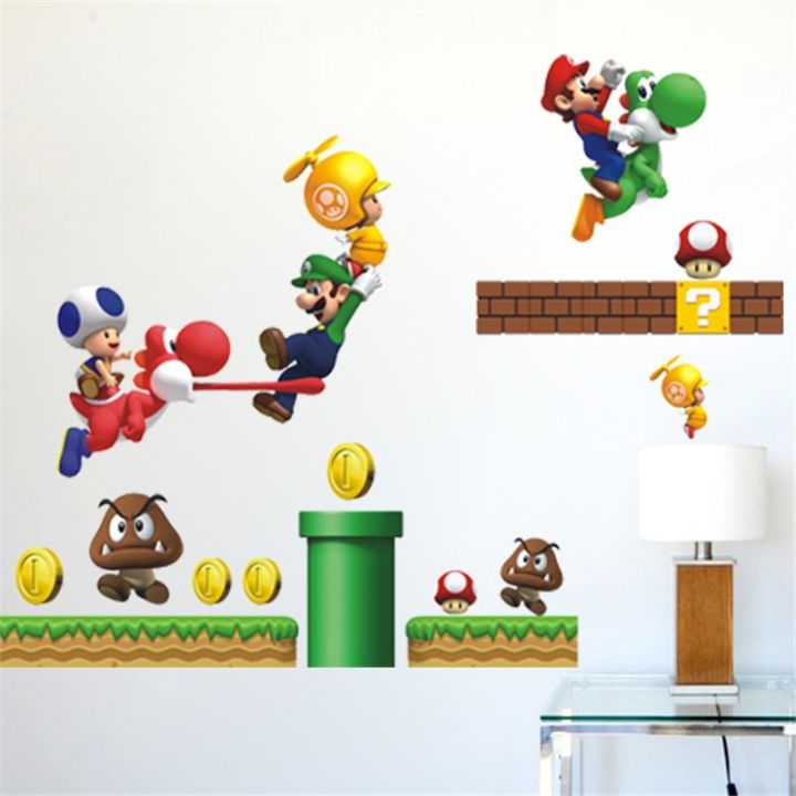 3D Super Mario Wall For Kids Room Home Decoration Diy Cartoon Game Theme  Pvc Mural Art Boys Bedroom Wall Decals | Lazada Ph