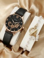 【YF】☃  2PCS Set Fashion  Watches Ladies Leather Womens Wristwatch