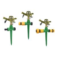 Metal Pulsating Sprinkler 360 Degree Rotation Lawn Watering Sprinklers with support Spike  for Garden Irrigation System 1set Watering Systems  Garden