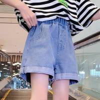 Kids Short Pants Girl Fashion Thin Denim Solid Childrens Casual Cotton Baby Cute Girls Clothes Elastic Waist Shorts New Summer Hot Sales