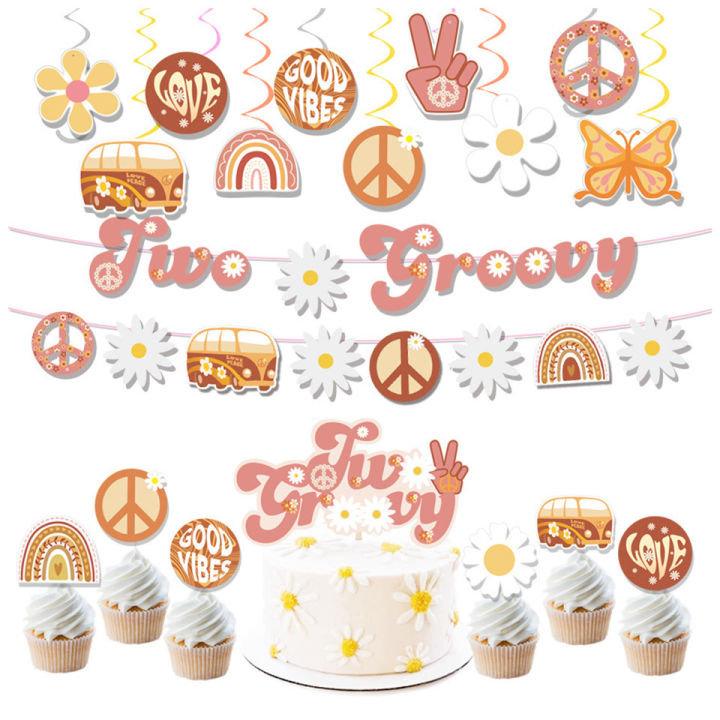hot-hippie-groovy-tableware-พร้อม-bohemian-balloon-tower-set-สำหรับ-bohemian-daisy-themed-happy-birthday-party-decorations