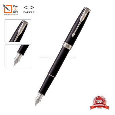 Parker Sonnet Black Lacquered CT Fountain Pen ปากกาหมึกซึม ซอนเน็ต แบล็ค แล็ค ซีที สีดำคลิปเงิน ของแท้100% (พร้อมกล่องและใบรับประกัน)