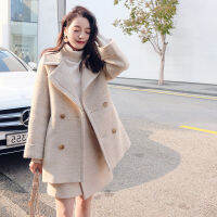 (ร้อน) ฤดูหนาว Faux Wool แจ็คเก็ตและกระโปรงชุดเกาหลีเสื้อหญิงผู้หญิง Manteau สตรีฤดูใบไม้ร่วง Basic แฟชั่น Femme หนา Cape เสื้อคลุม