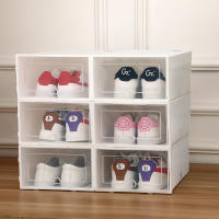 6Pcs Clamshell Shoe Storage Boxes Clear Plastic Stackable Shoes Organizer Box Assembling Shoes Rack Cabinet
