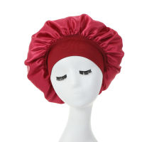 New Fshion Women Satin Night Sleep Cap Hair Bonnet Hat Silk Head Cover Wide Elastic Band