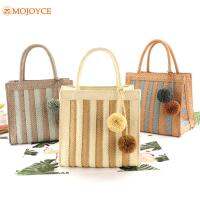 Fashion Women Top-Handle Bags Solid Color Shoulder Bags with Removable Strap Chic Summer Woven Pouch for Shopping