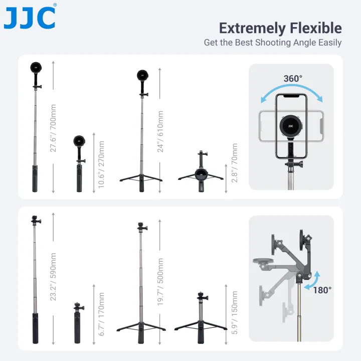 ขาตั้งแบบสามขาเซลฟี่-jjc-พร้อมรีโมทสำหรับ-iphone-14-13-12-pro-max-xiaomi-huawei-oneplus-gopro-hero-11-10-sony-zv-1-zv1-a6600-a6400