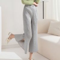 New fabrics of tall waist straight split nine minutes of pants show thin female new spring and summer 2023 loose trousers drape design model