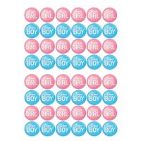 Gender Reveal Button Pin-48 Pieces Badge Accessories for Girls or Team Boys,Baby Shower Supplies,Party Favorites