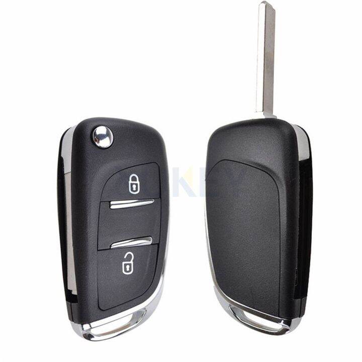 เคส-kunci-remote-mobil-พับได้ปรับ2ปุ่มสำหรับ-peugeot-207-307-407-408-citroen-c2-ce0536อัพเกรด