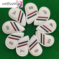 Wellsunny ที่ครอบหัวไม้กอล์ฟ9ชิ้น (4,5,6,7,8,9,P,S,A) ชุดที่ครอบป้องกันพัตเตอร์